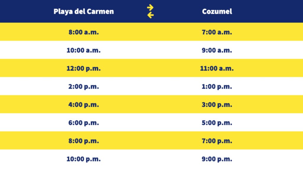 horaires des ferry Ultramar pour Cozumel